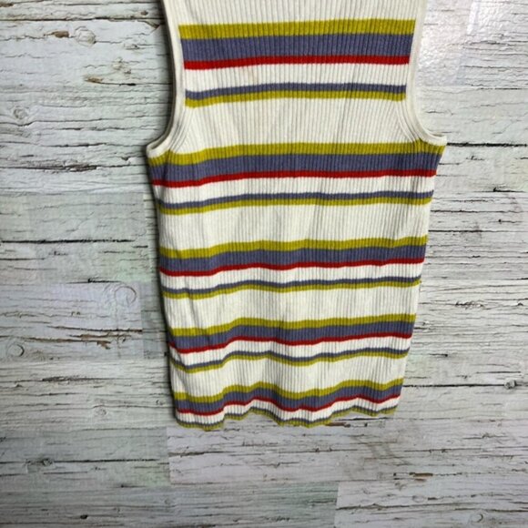 Anthropologie moth striped crop top white yellow size medium - Picture 2 of 8
